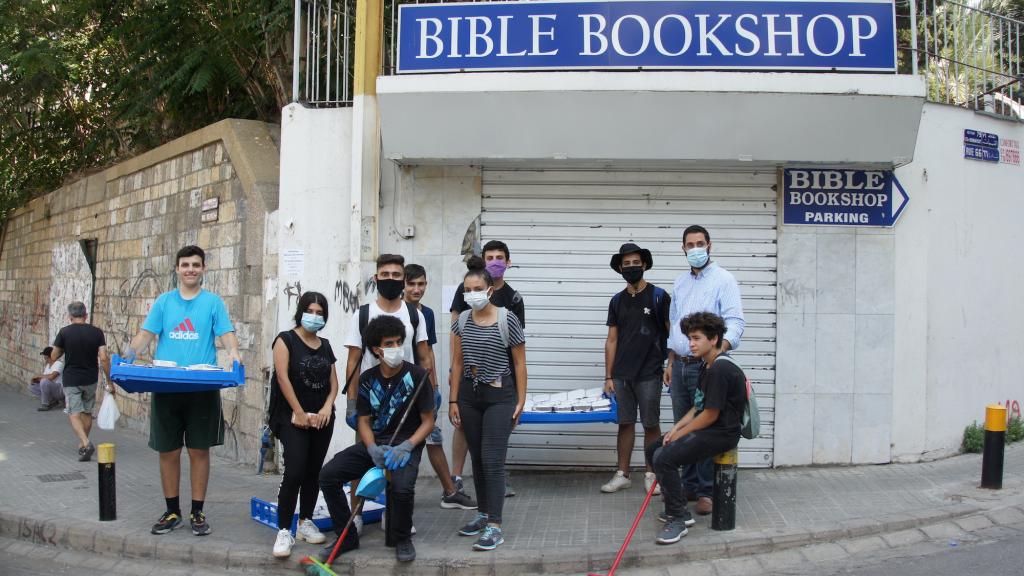 Groep mensen in Libanon, Beiroet