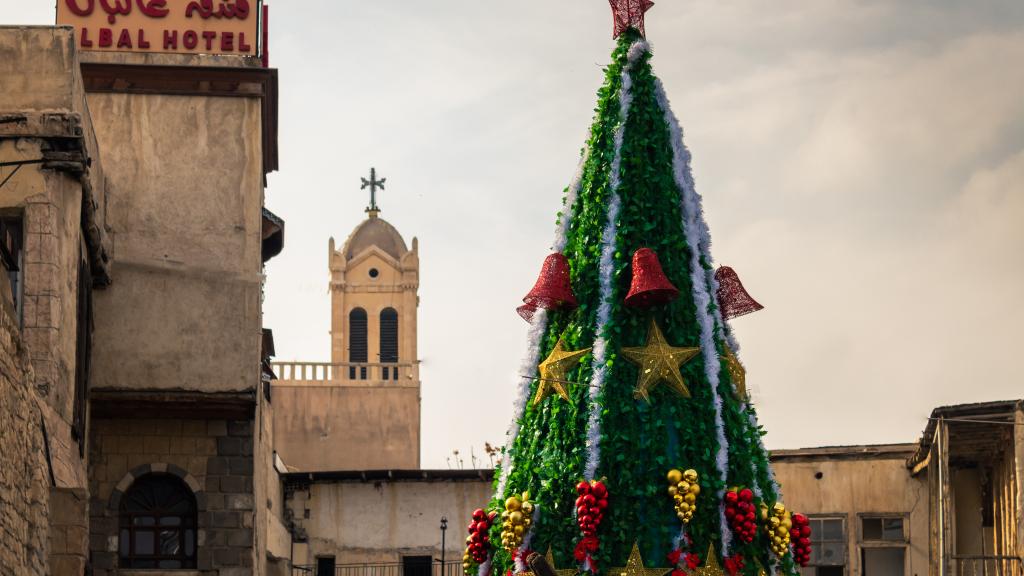 Kerstboom Damascus Syrië 