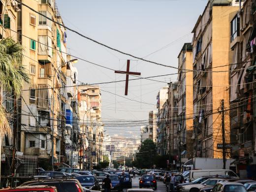 Drukke straat in Syrië