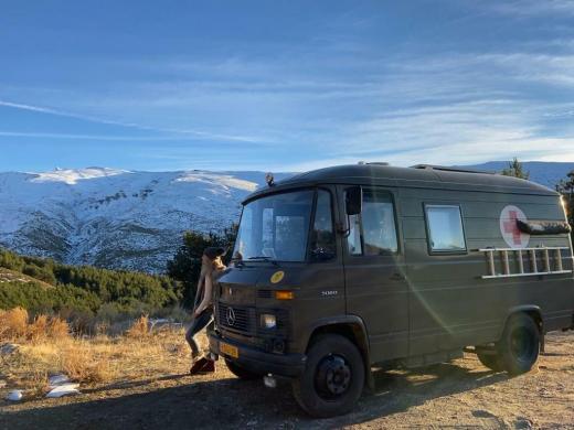 Harriet met camperbusje