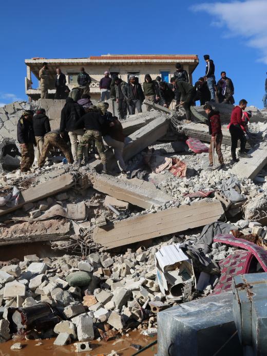 Schade na aardbeving Syrië/Turkije